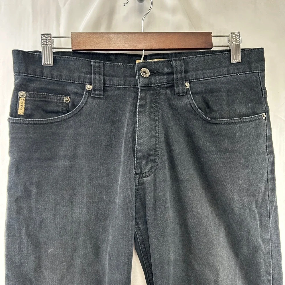 Armani Jeans Straight Leg Denim Mens 31x27 Black Made in Italy Eagle Logo